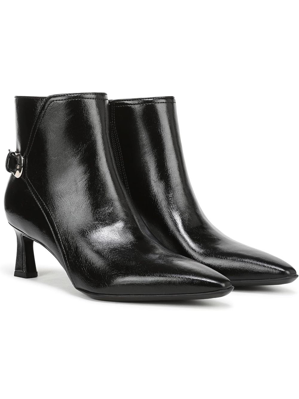 Naturalizer Black Faux Leather Tucker Ankle Boots Shoes Heels Pointy Toe size 10
